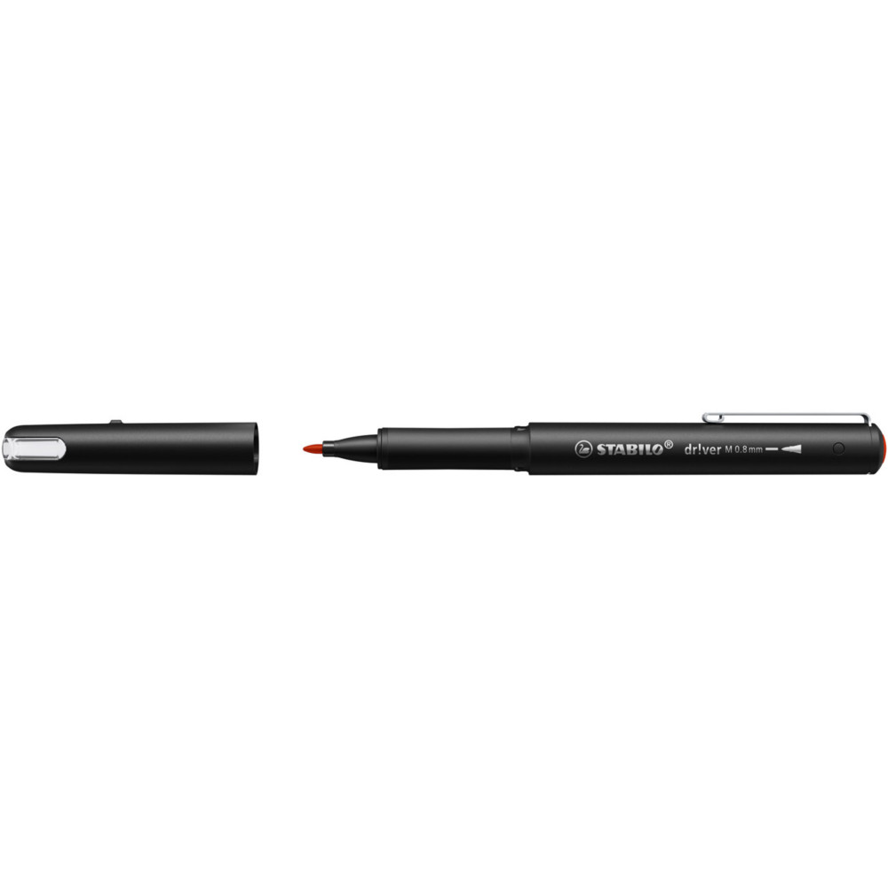 STABILO Stylo-feutre Dr!ver pointe moyenne (0,8mm) - Corps en plastique biosourc  - Encre Rouge