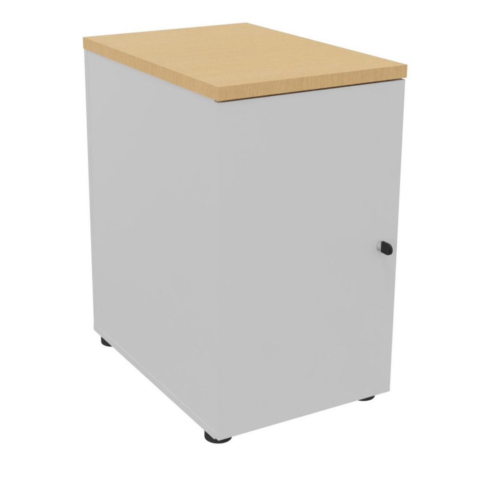 Caisson mlamin hauteur bureau 1 porte battante L.42 x P.60 x H.72 cm - Corps Gris - Top Htre