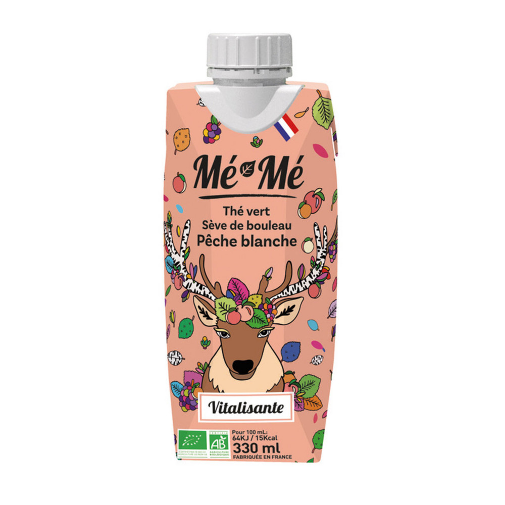 M-M Th vert froid pche/bouleau - Brique de 33 cl - Lot de 12
