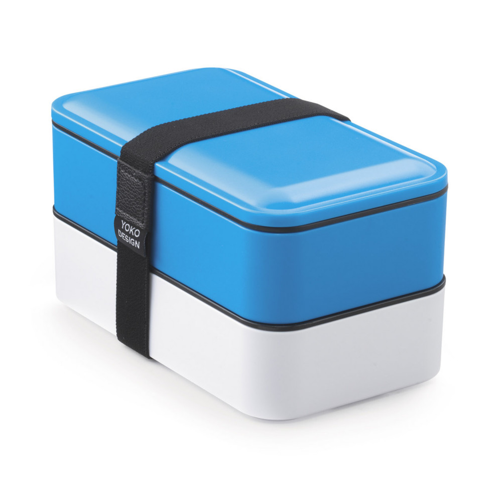 Bote repas 2 tages en plastique - 120 cl - Blanc et bleu