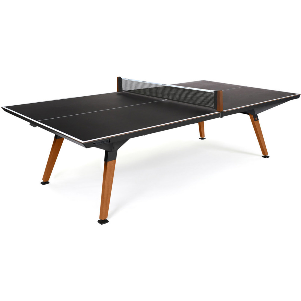 Cornilleau Table ping-pong Origin - Structure Noir - Plateau Noir avec lignes - Pieds Noir et bois