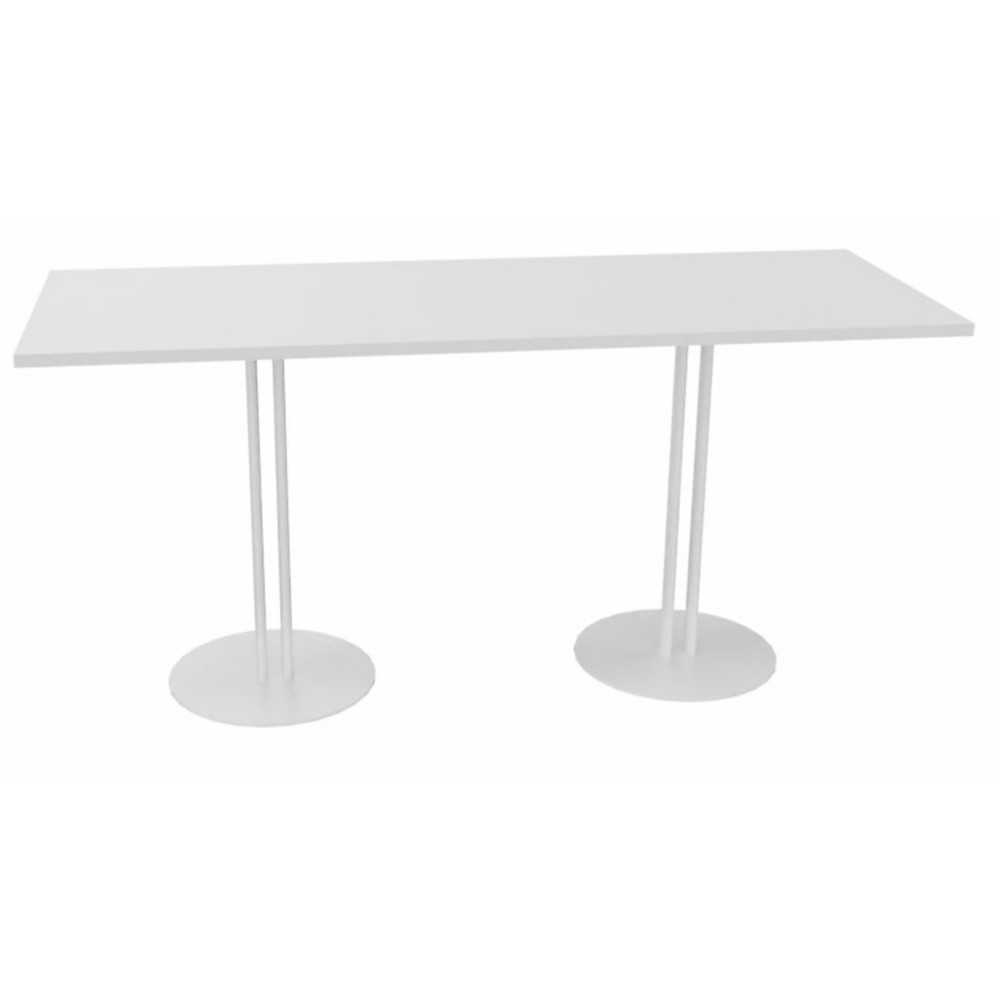 Table Roxane L.140 x P.60 x H.74 cm - Plateau Blanc - 2 pieds tube Blanc