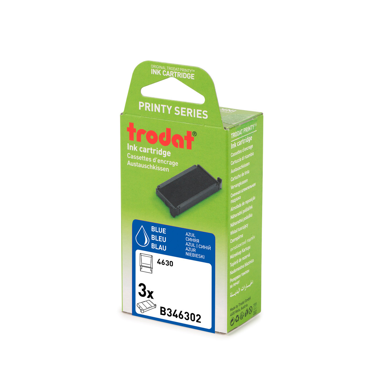 Trodat Cassettes d'encre de rechange pour tampons Printy 4630 - Pack de 3 cassettes bleues
