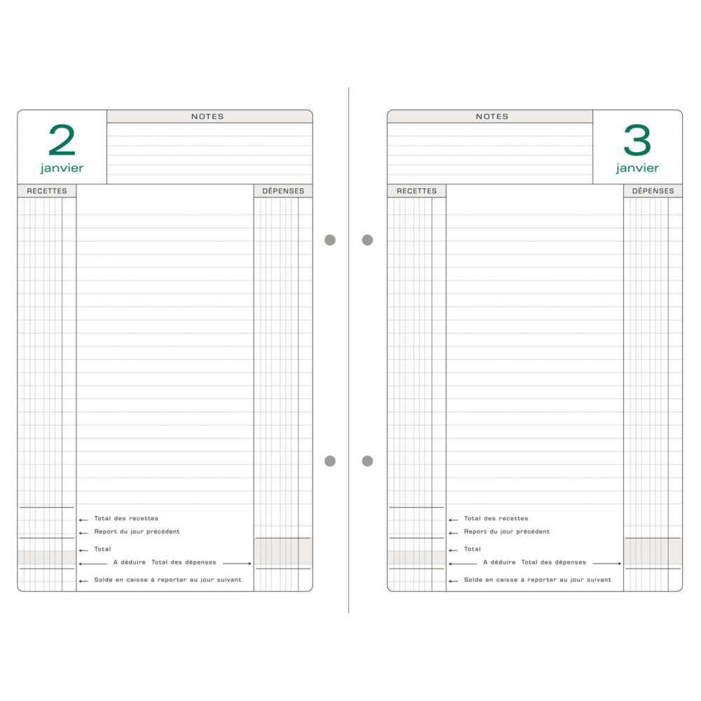 Exacompta Recharge classeur Caisse perptuel 1 jour par page - 16 x 24 cm