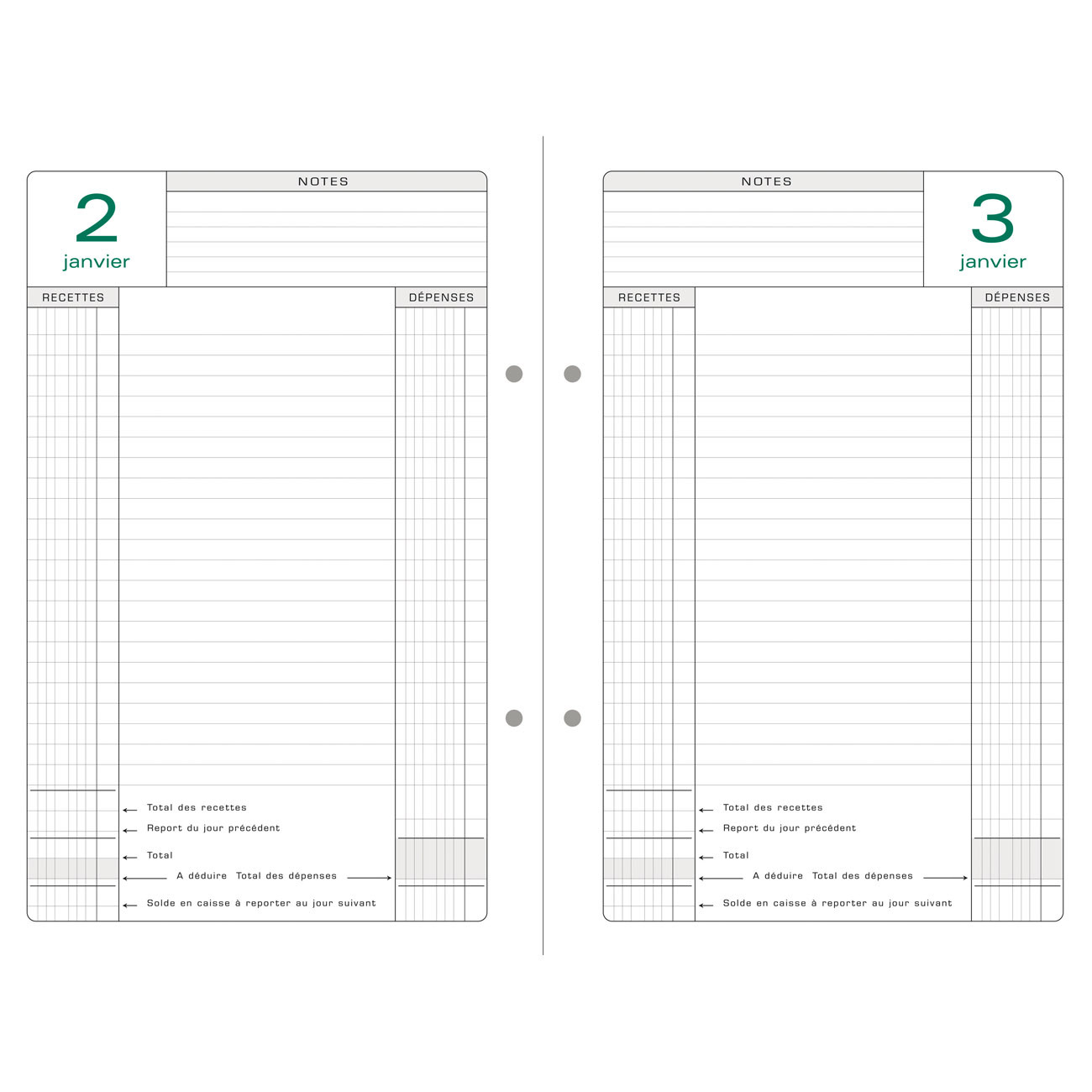 Exacompta+Recharge+classeur+Caisse+perpetuel+1+jour+par+page+-+16+x+24+cm