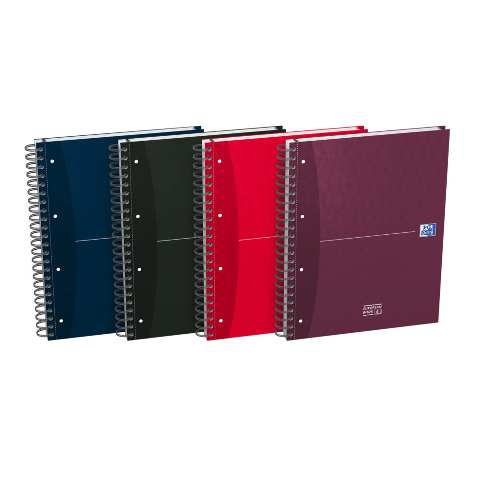 Oxford Cahier  spirale European Book 24,5 x 29,8 cm - 90g - Perfor 4 trous - Grands carreaux Sys - 240pages