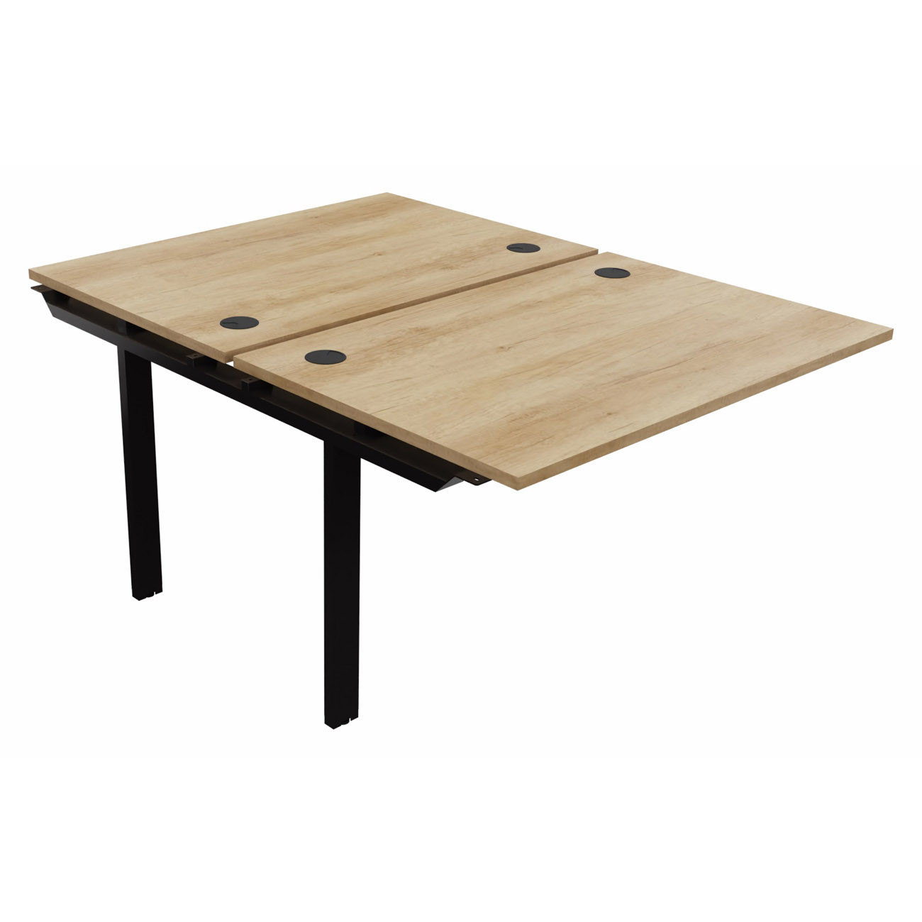 Module suivant pour ensemble 2 bureaux droits E-link - L.120 x P.163 cm - Plateau Chêne Nebraska - Pieds Noir
