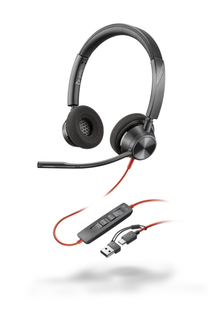 Poly Blackwire 3320 MS Duo Casque filaire USB-C + Dongle USB-C/A