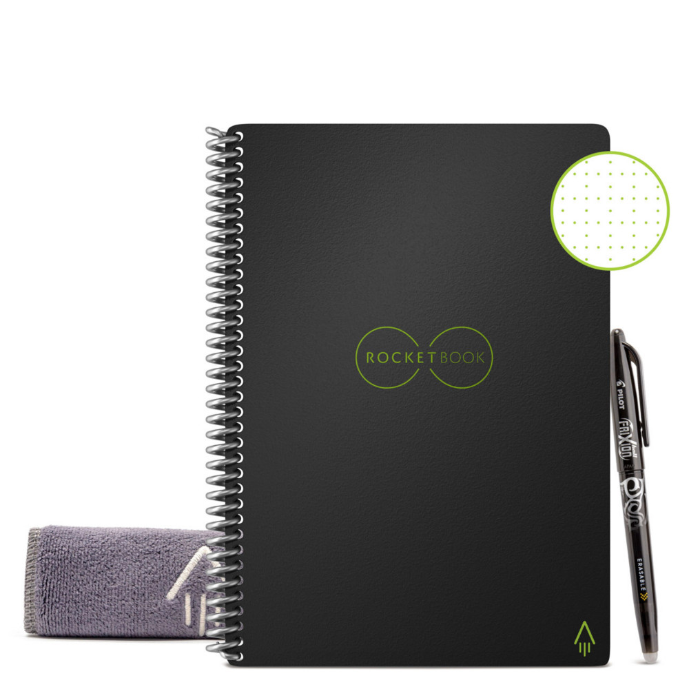 Rocketbook Core Cahier  spirale connect rutilisable A5 14,8 x 21 cm - 36 pages - Noir