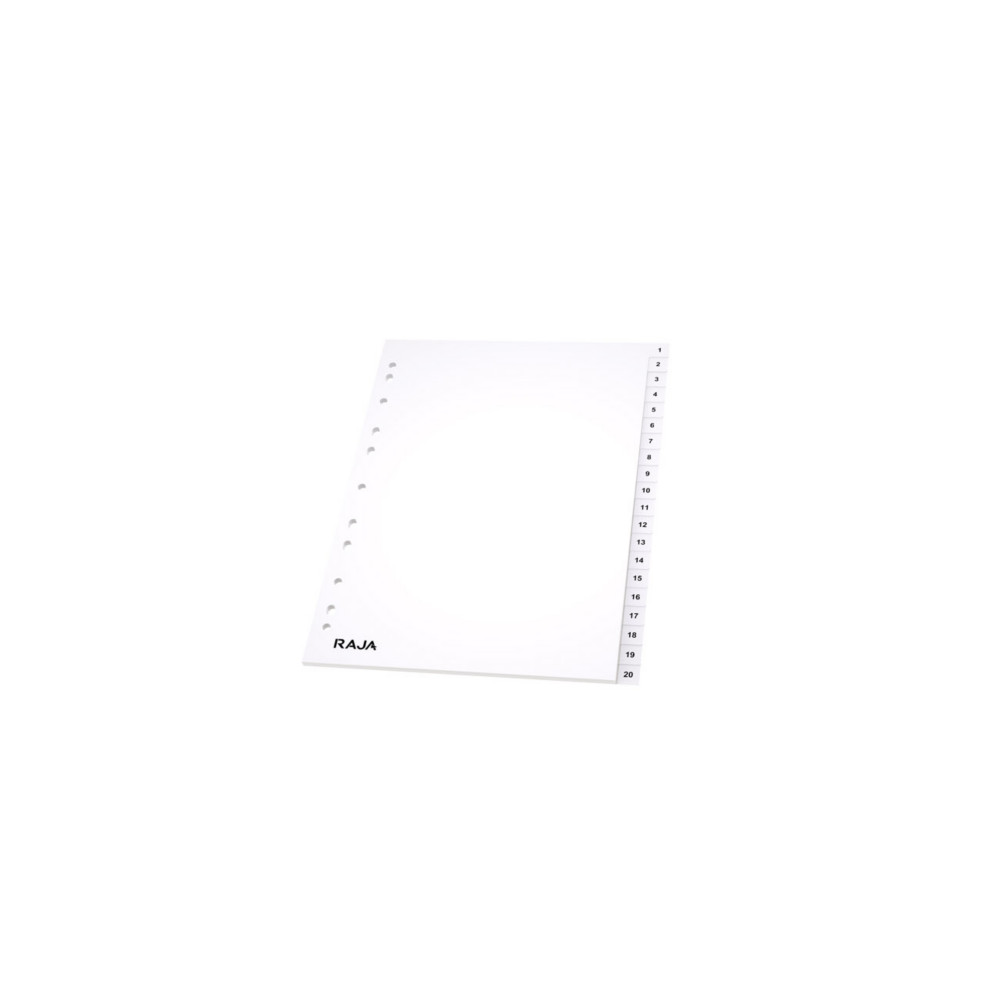 RAJA Intercalaires numriques A4 en  polypropylne blanc - 20 divisions