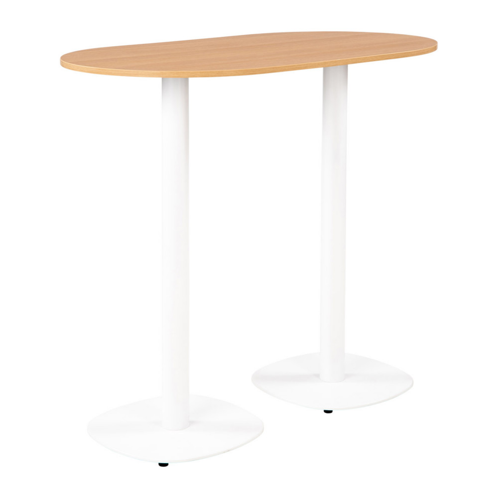 Guridon Cafteria NewLine L.120 x P.70 x H.110 cm - Plateau Chne - Pied Blanc