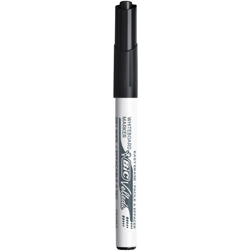 BIC Velleda 1741 Feutres pour Tableau Blanc Effaables  Sec, Pointe Conique Moyenne 1,4 mm - Marqueur noir