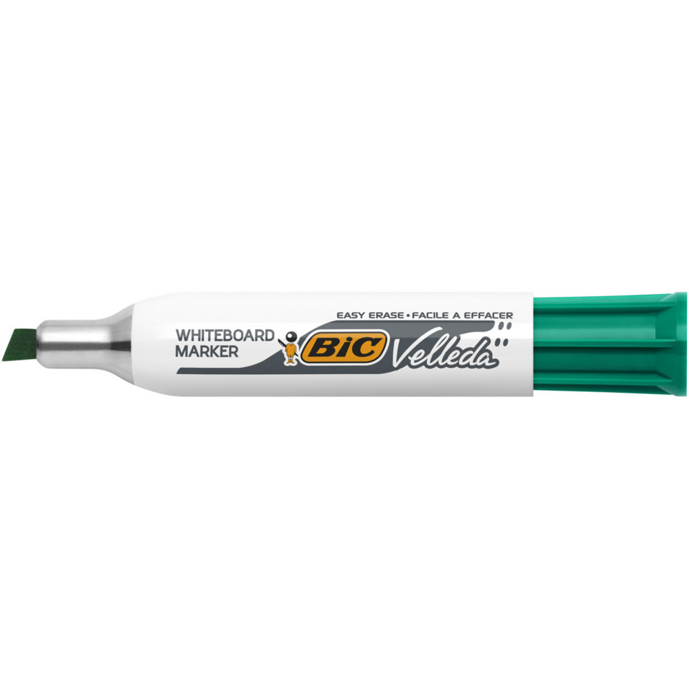 BIC Velleda 1781 Feutres pour Tableau Blanc Effaables  Sec Pointe Biseaute Large 3 - 4,6 mm - Marqueur vert