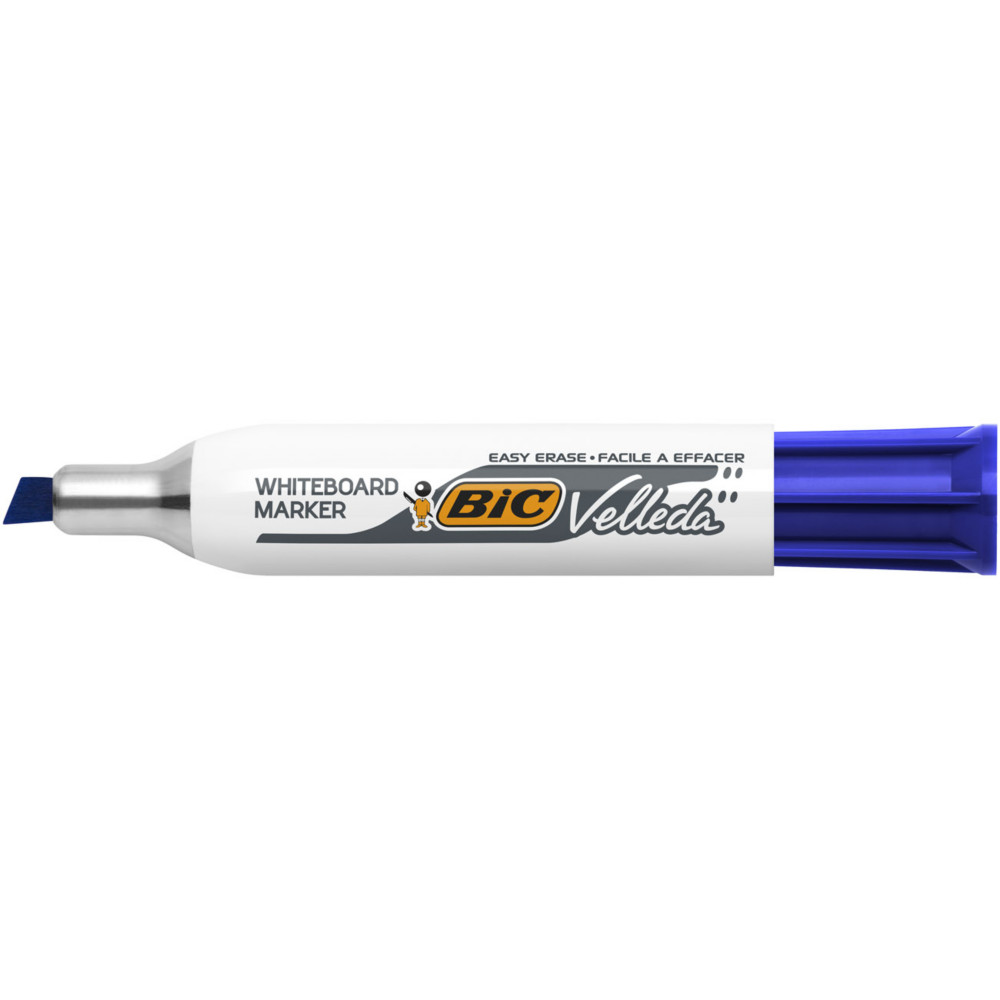 BIC Velleda 1781 Feutres pour Tableau Blanc Effaables  Sec Pointe Biseaute Large 3 - 4,6 mm - Marqueur bleu