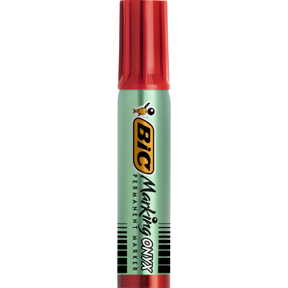 BIC Marking Onyx 1481 - Marqueur permanent pointe biseaute trait 2,7  6,2 mm - Rouge