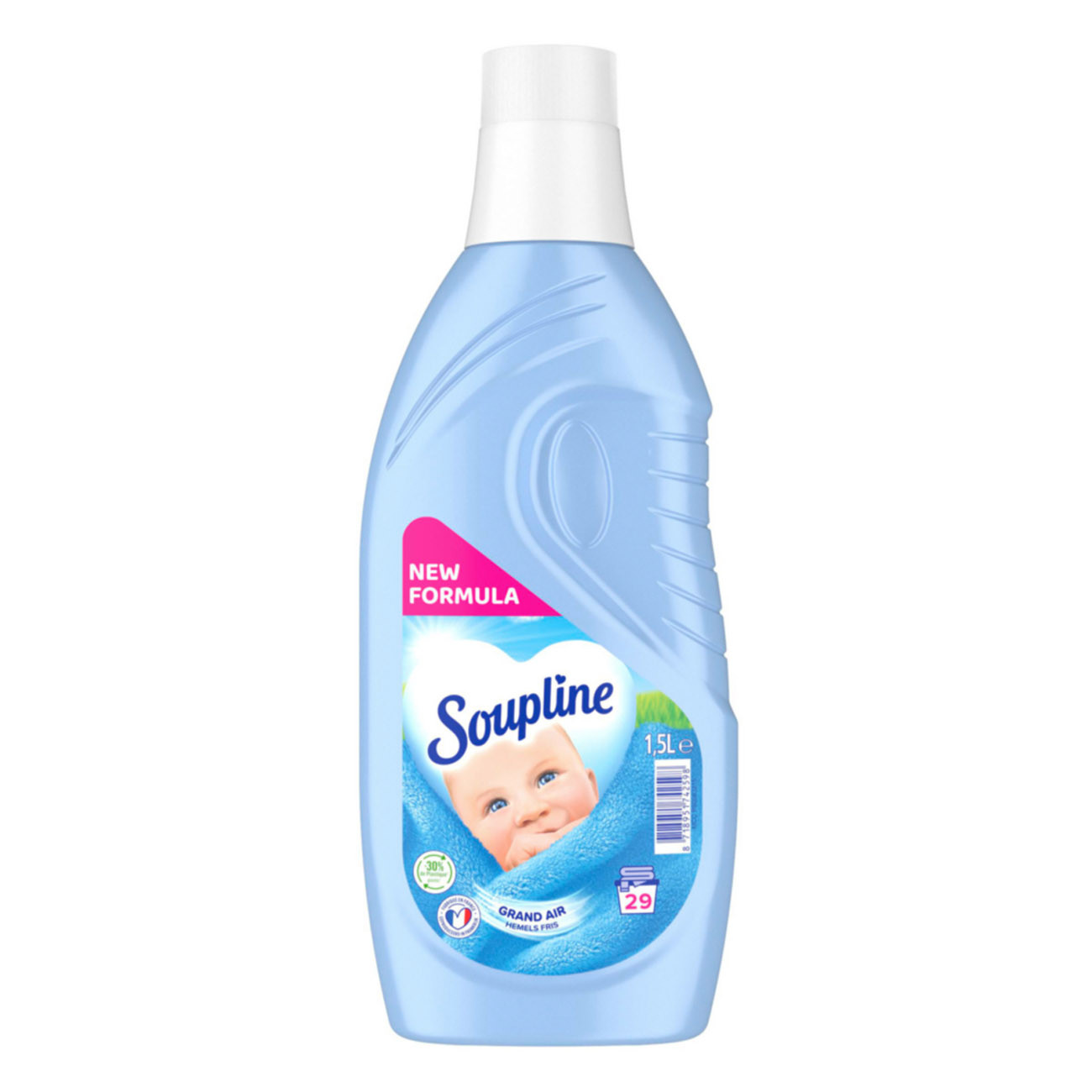 Soupline Adoucissant parfum Grand Air nouvelle formule diluée - Bleu - Bidon 1,5 L