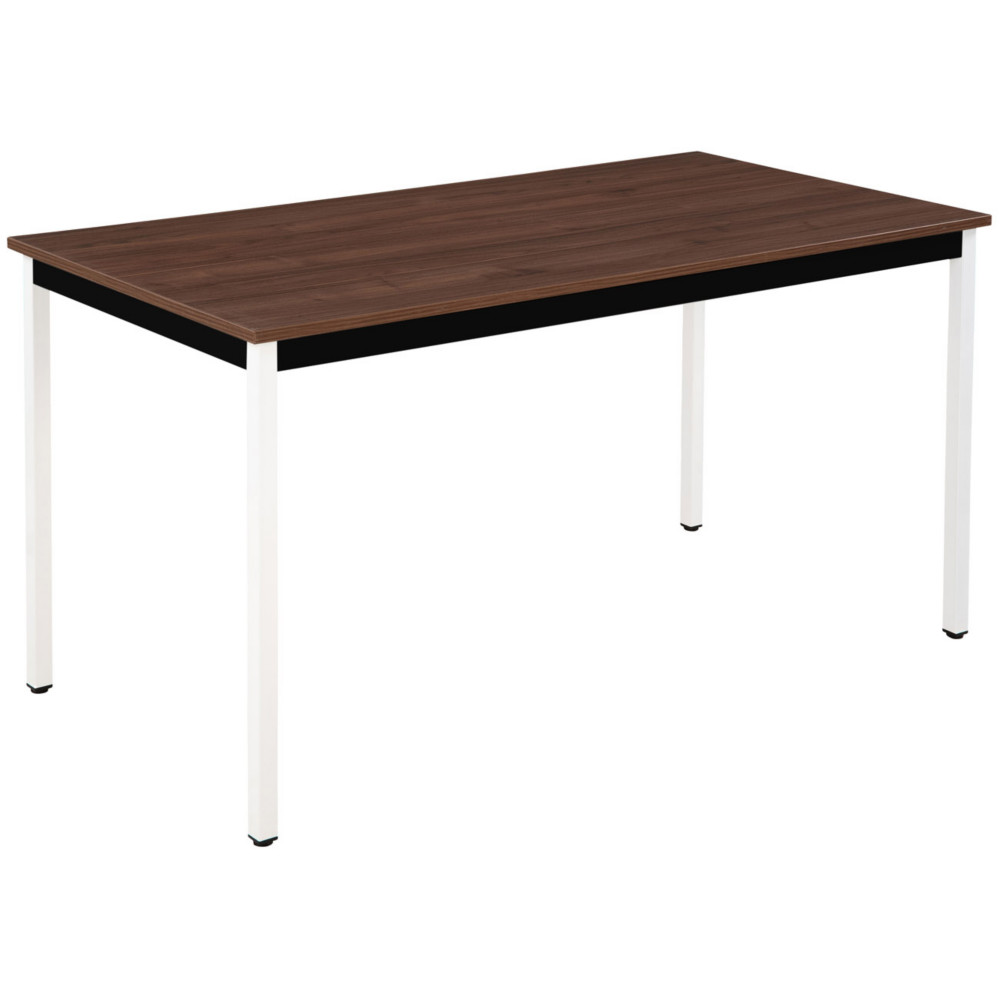Table Polyvalente rectangle - L.140 x P.70 cm - Plateau Noyer - Pieds Blanc