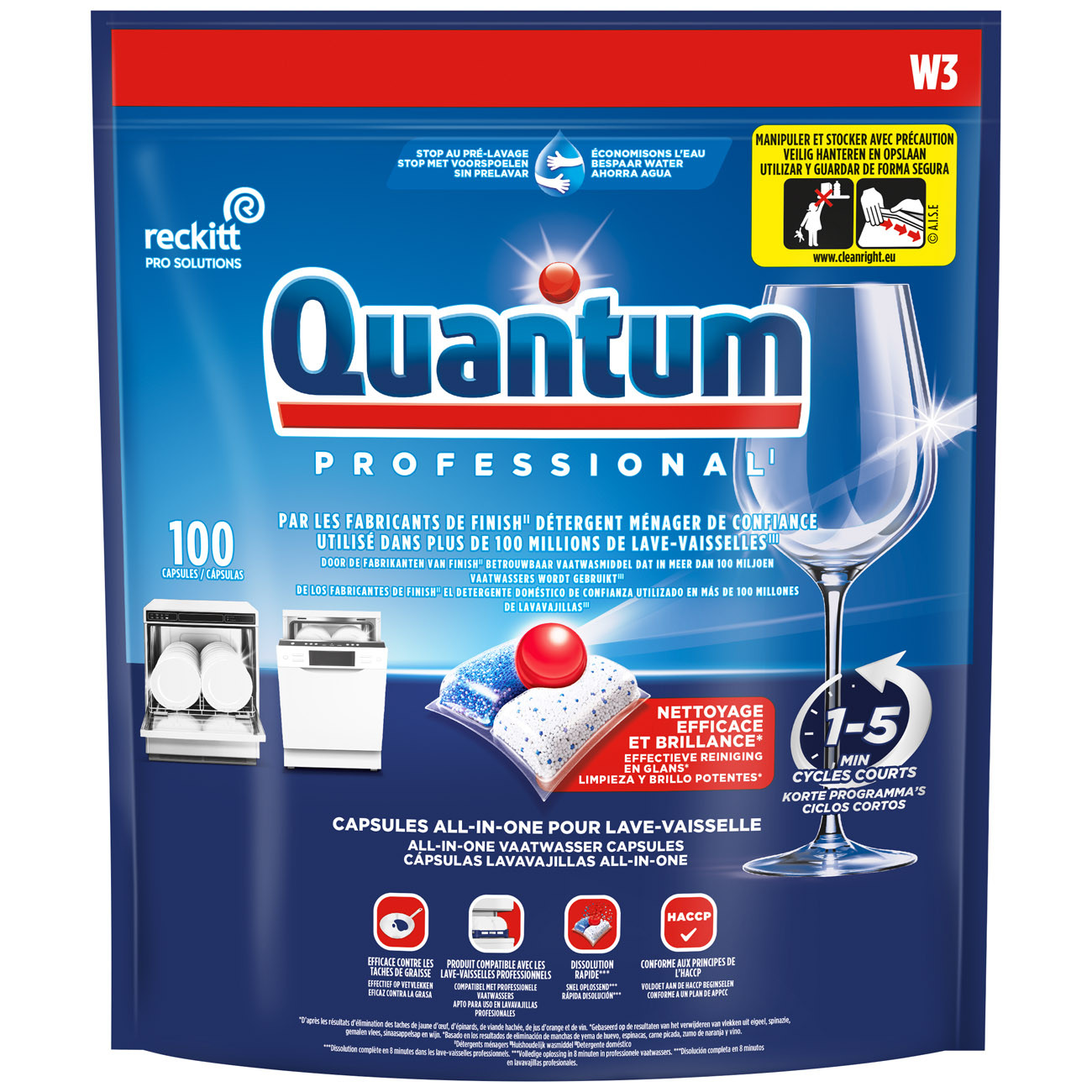 Quantum Professional Tablettes de lavage pour lave vaisselles Paquet de 100 tablettes
