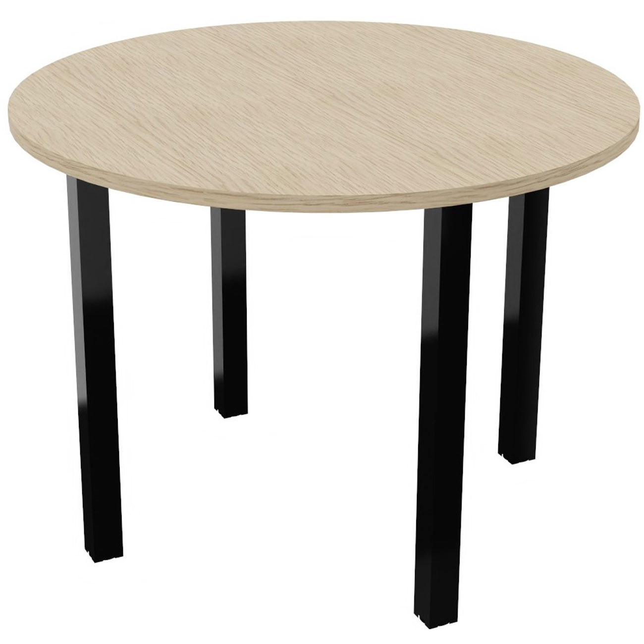 Table ronde 100 cm - 4 pieds métal Noir - Plateau Chêne