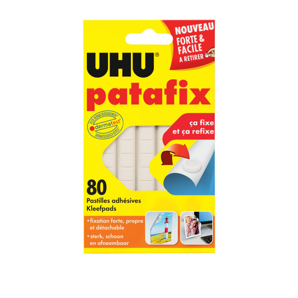 Uhu Pastilles adhsives Patafix dtachables et repositionnable blanches - Etui de 80