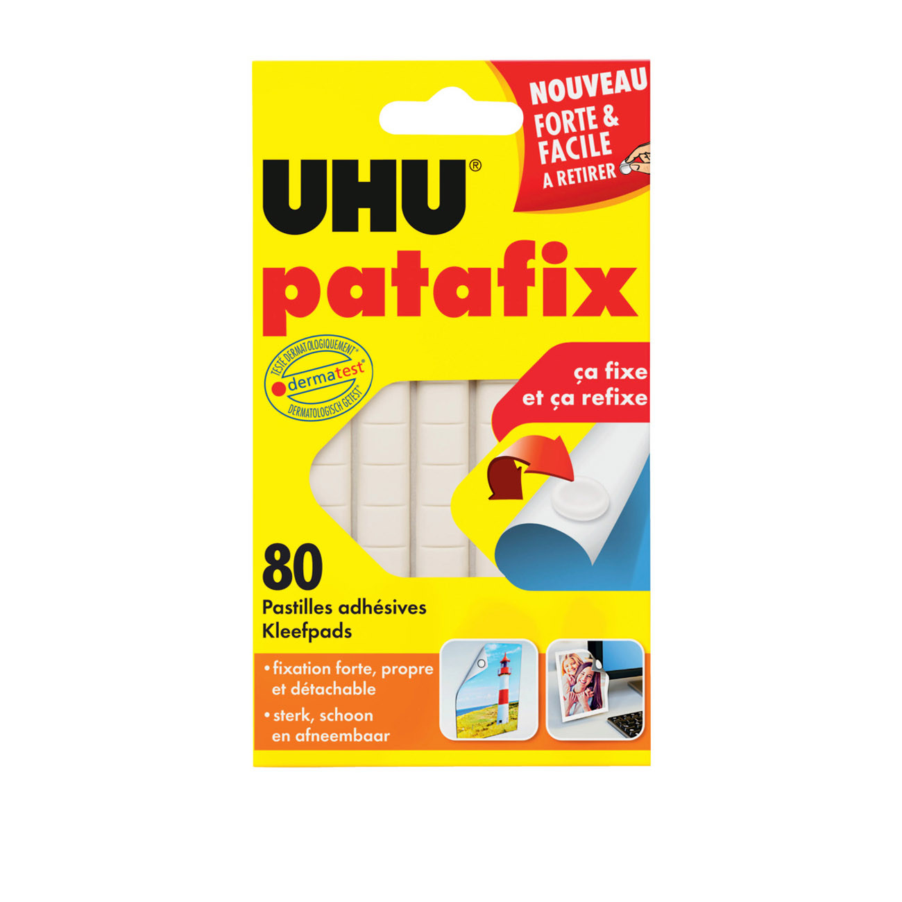 Uhu+Pastilles+adhesives+Patafix+detachables+et+repositionnable+blanches+-+Etui+de+80