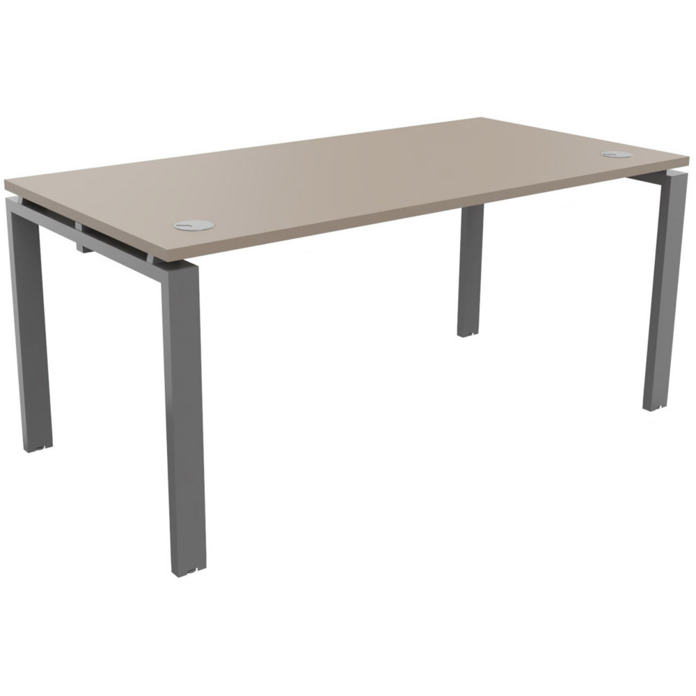 Bureau droit E-link - L.160 x P.80 cm - Plateau Argile - Pieds Aluminium