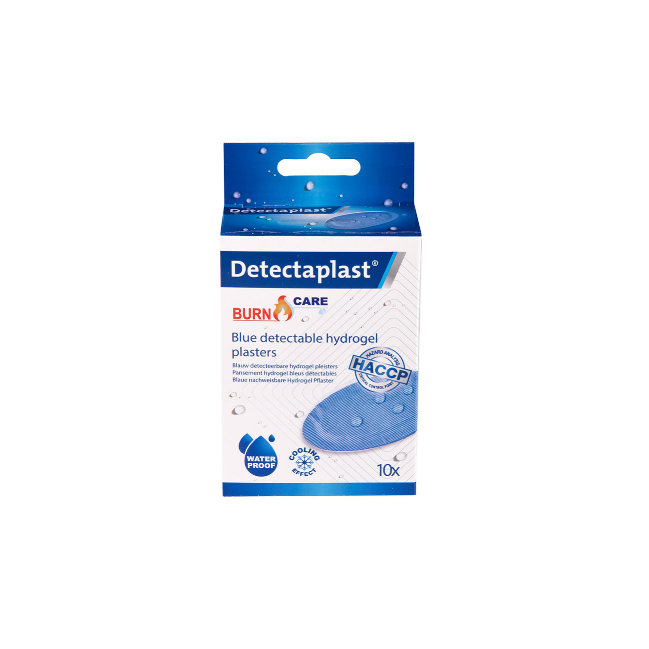 Detectaplast Pansement Hydrogel adhésif détectable bleu imperméable et élastique - HACCP - Traitement des coupures et brûlures - Boîte de 10