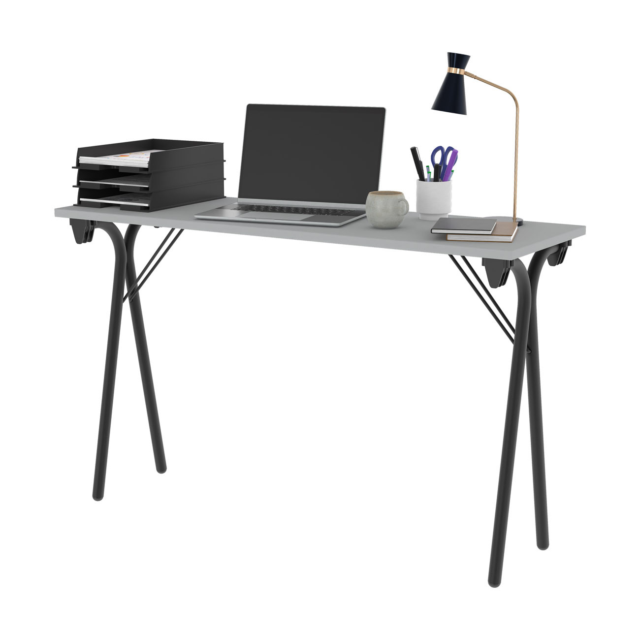 Table pliante Séminaire 2 places - Gris/Noir