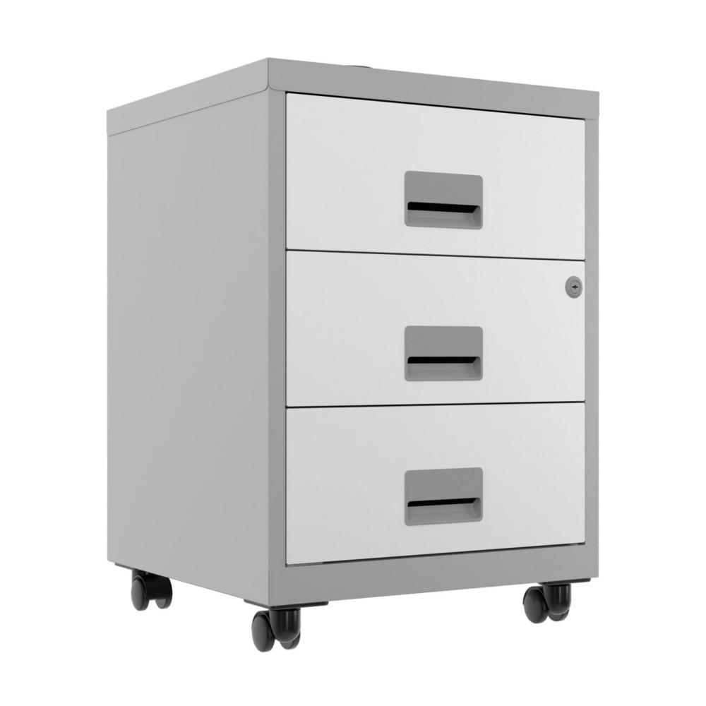 Caisson mobile Pratic - 3 tiroirs - Aluminium - Tiroirs Blanc