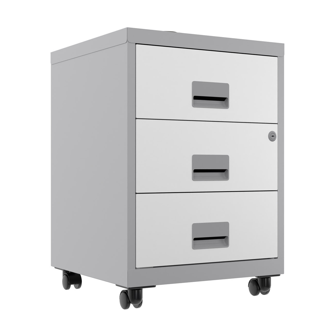 Caisson mobile Pratic 3 tiroirs - Corps Alu - Tiroirs Blanc