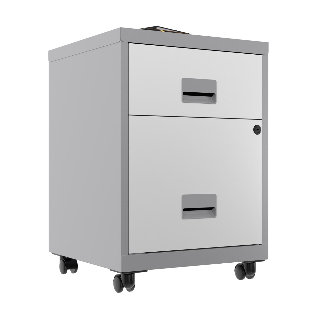 Caisson mobile Pratic 2 tiroirs - Corps Alu - Tiroirs Blanc