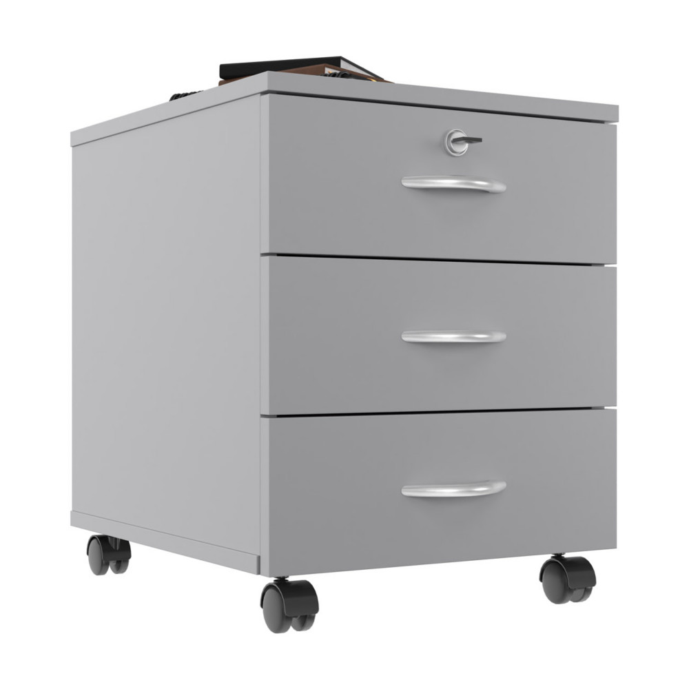 Caisson mobile Bois Starting 2 - 3 tiroirs - Gris / Aluminium