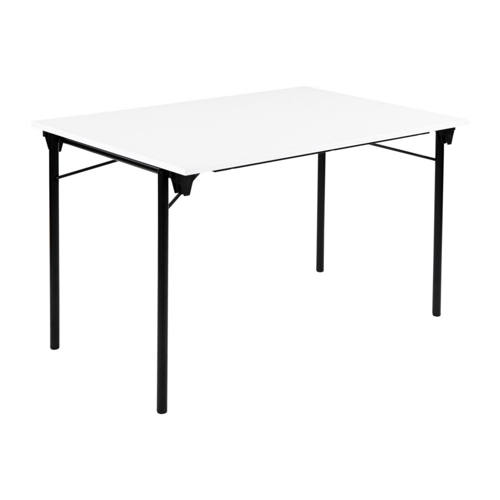 Table pliante Budget multiples usages rectangle L. 120 x P. 80 cm - Plateau Blanc - pieds Noir