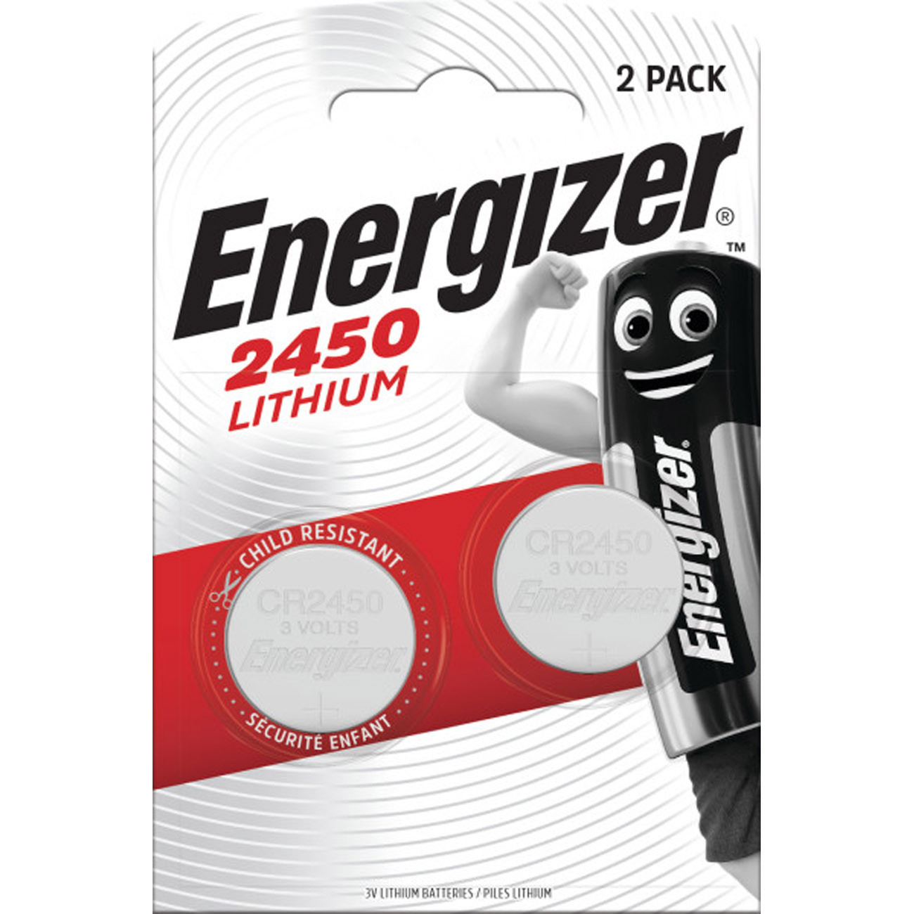 Energizer Pile bouton Lithium CR 2450 - Lot de 2
