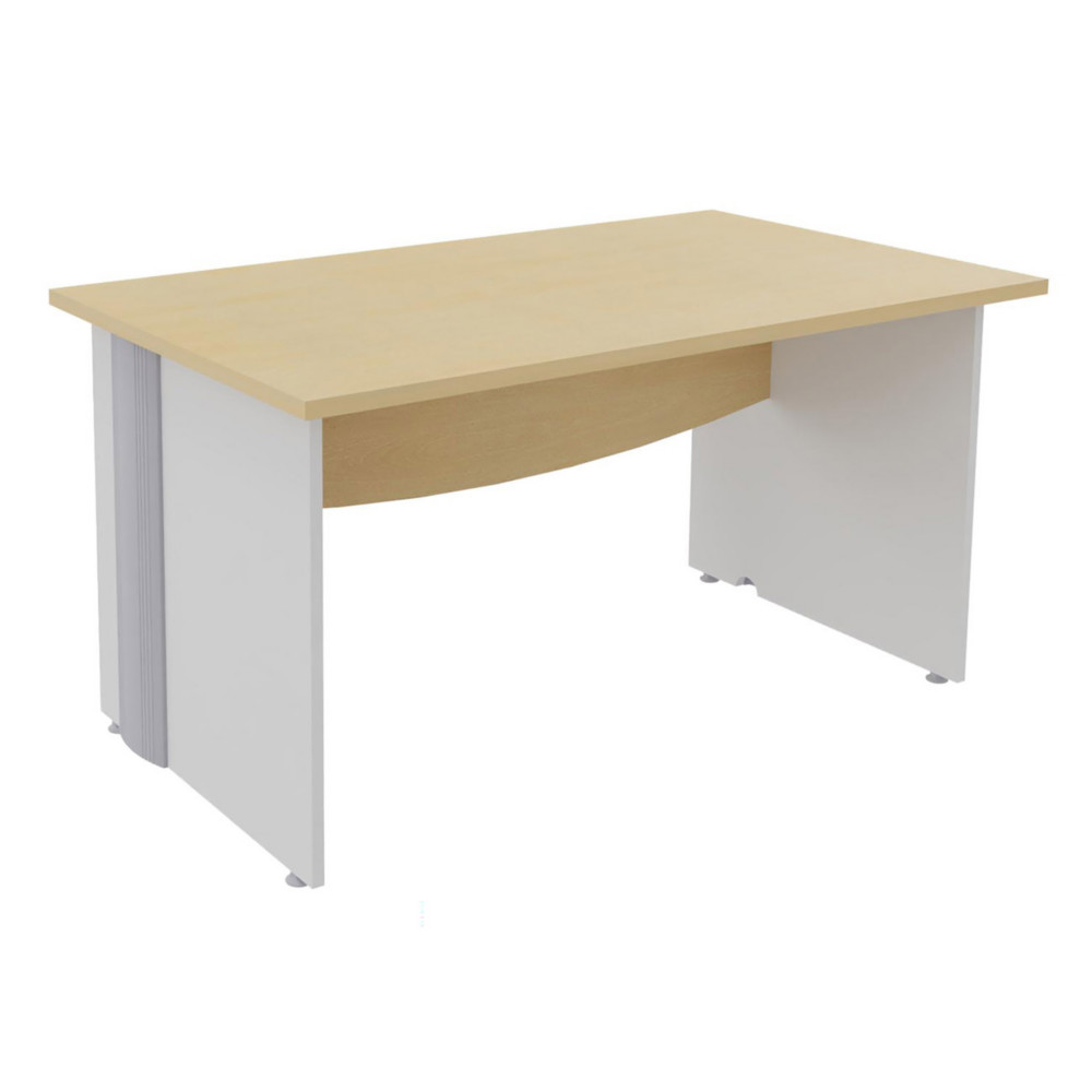 Bureau Droit Activity - L.140 x P.80 cm - Plateau Htre - Pieds pleins Blanc