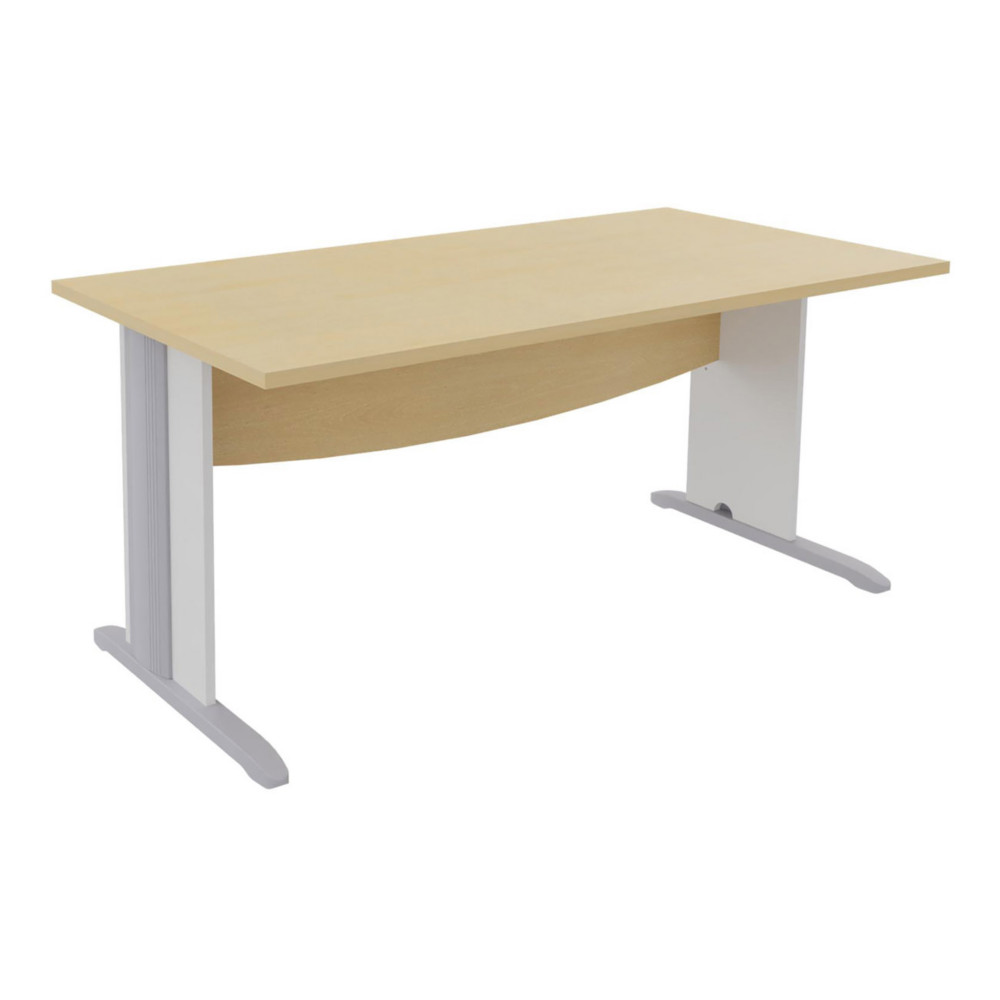 Bureau Droit Activity - L.160 x P.80 cm - Plateau Htre - Pieds L Blanc