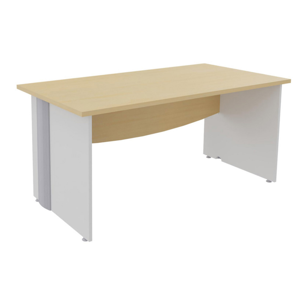 Bureau Droit Activity - L.160 x P.80 cm - Plateau Htre - Pieds pleins Blanc