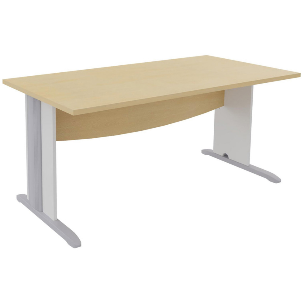 Bureau Droit Activity - L.180 x P.80 cm - Plateau Htre - Pieds L Blanc