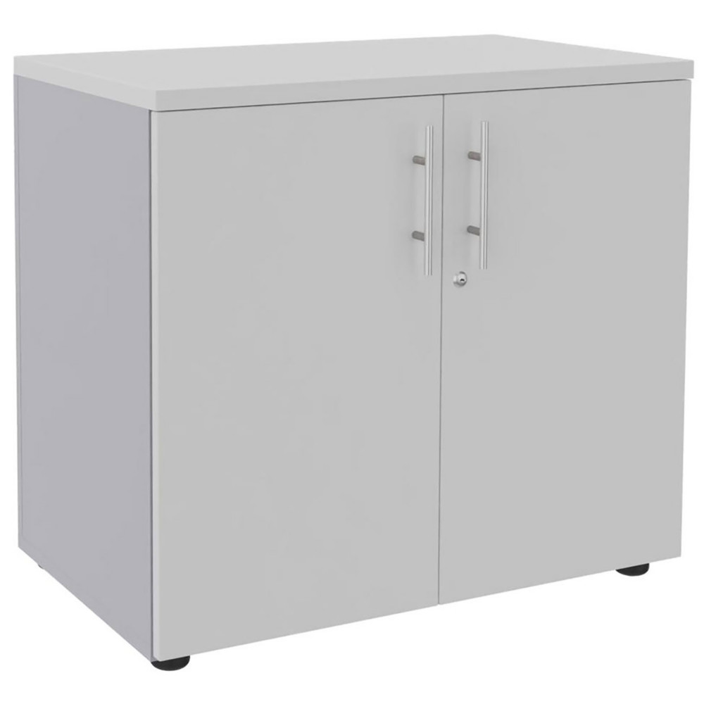Meuble bas Axiome - L.80 x H.72 cm - 2 portes - Corps Aluminium - Portes Blanc