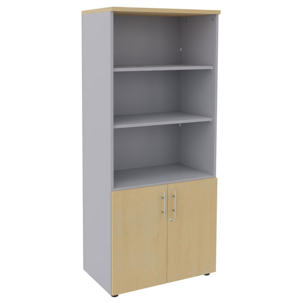 Meuble haut Axiome - L.80 x H.180 cm - 2 portes basses - Corps Aluminium - Portes Htre