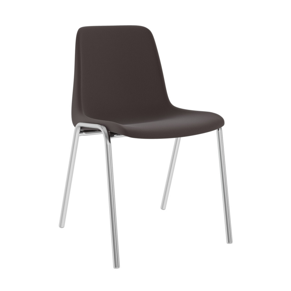 Chaise collectivit Coque universelle - Polypropylne - Brun - Pieds mtal chrom