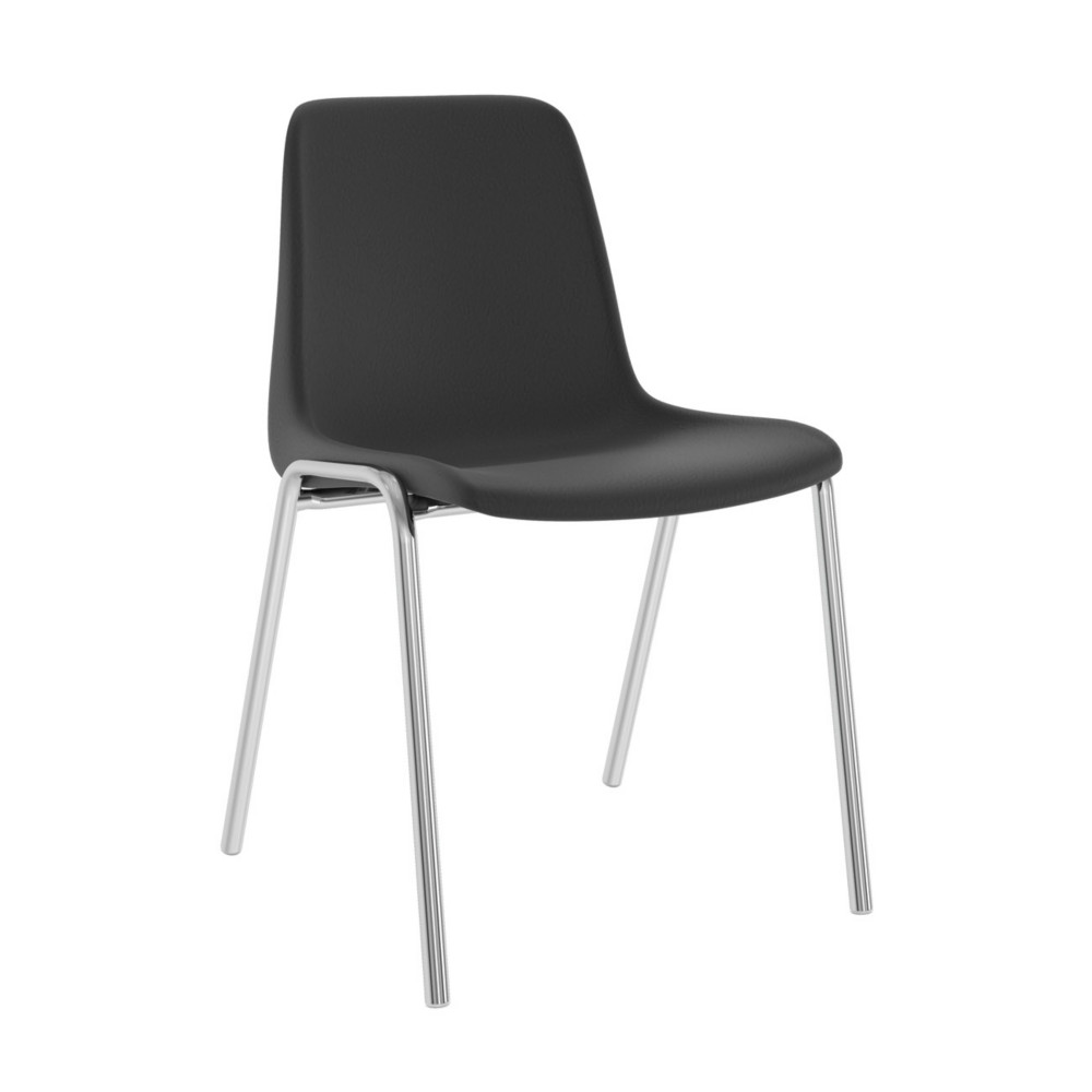 Chaise collectivit Coque universelle Polypropylne Noir - Pieds mtal chrom