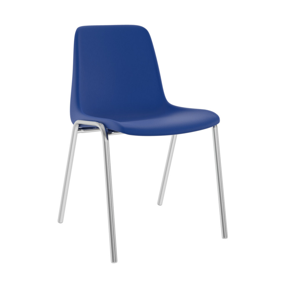 Chaise collectivit Coque universelle Polypropylne Bleu - Pieds mtal chrom