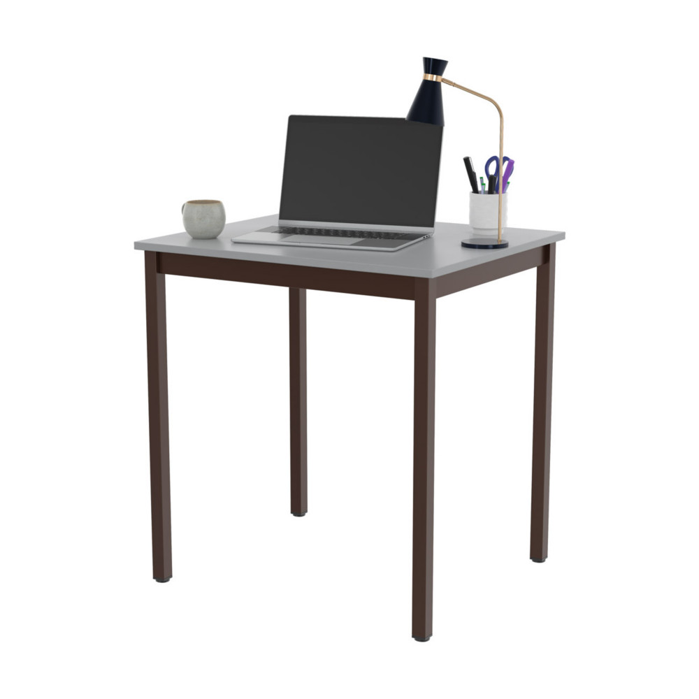Table de runion modulable rectangle - L.70 x P.60 cm - Plateau Gris - Pieds Brun