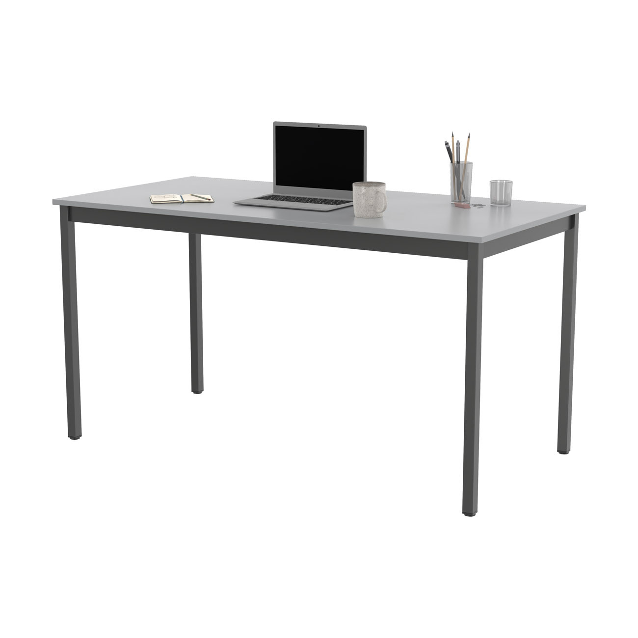Table de réunion modulable rectangle - L.140 x P.70 cm - Plateau Gris - Pieds Gris