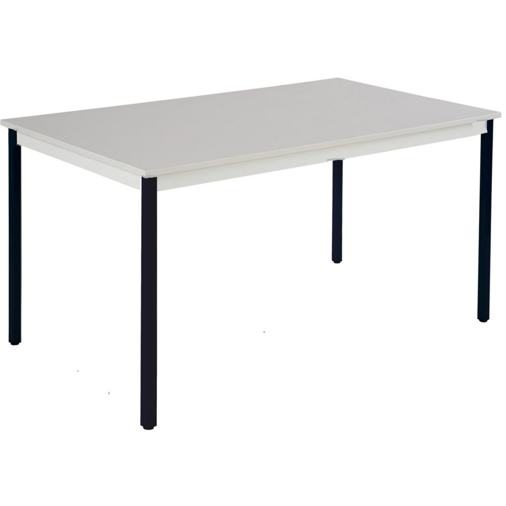 Table de runion modulable rectangle - L.140 x P.70 cm - Plateau Gris - Pieds Noir
