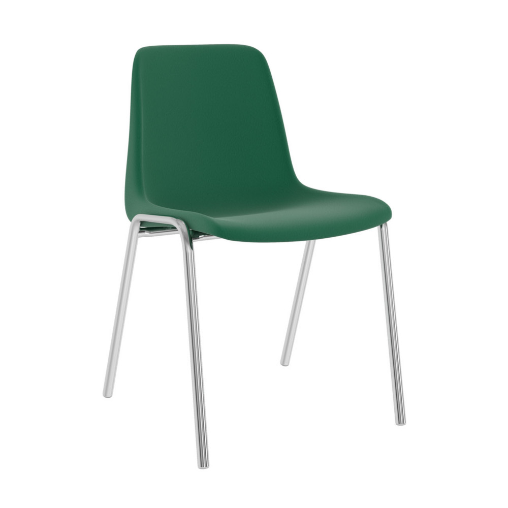 Chaise collectivits Coque universelle - Polypropylne - Vert - Pieds mtal chrom