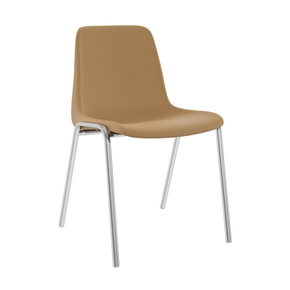 Chaise collectivit Coque universelle - Polypropylne - Beige - Pieds mtal chrom