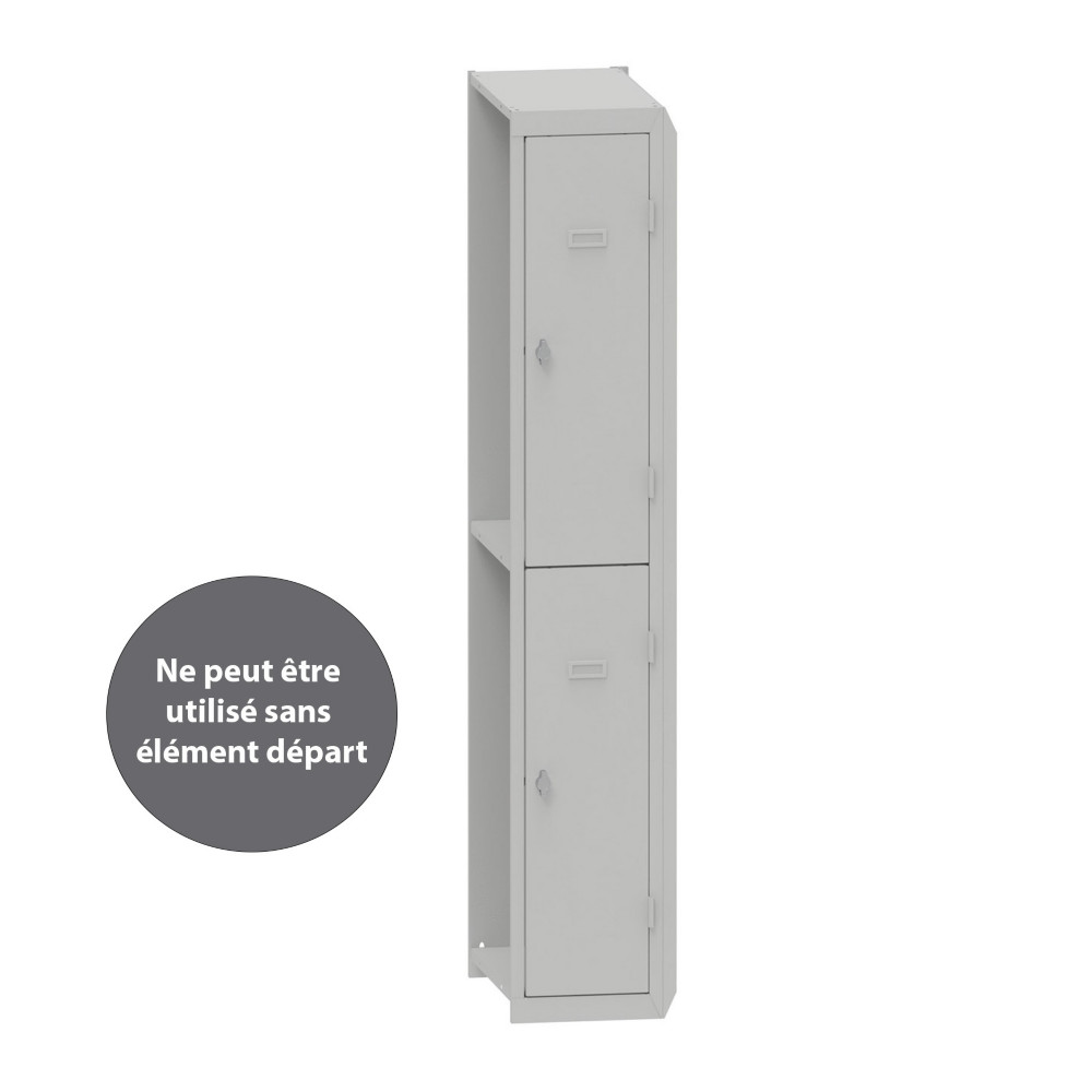 Vestiaire mtal Budget 2 casiers - lment Suivant L.30 cm - Corps Gris - Portes Gris