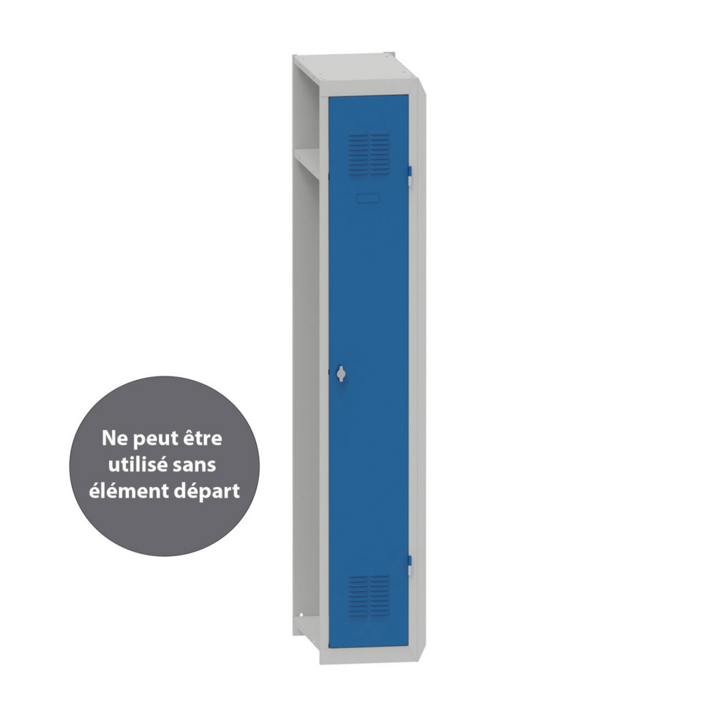 Vestiaire mtal Budget industrie propre - lment Suivant L.30 cm - Corps Gris - Porte Bleu